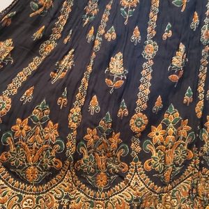 Made in India ~ Long Black, Gold and Orange Skirt